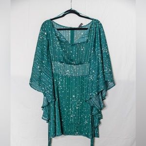 Smak Parlour Green & Silver Star Print Social Climber Caftan